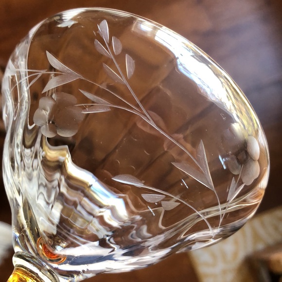 Etched Crystal Champagne Coupe Glass/Dessert Dish - Picture 7 of 9